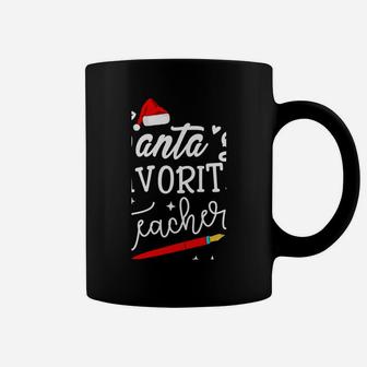 Santa's Favorite Teacher Christmas Xmas Gift Proud Teacher Sweatshirt Coffee Mug | Crazezy