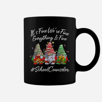 School Counselor Funny Everything Is Fine Christmas Gnomie Coffee Mug | Crazezy