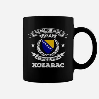 Schwarzes Tassen 'Ich brauche keine Therapie - nur Kozarac', Wappen-Design - Seseable
