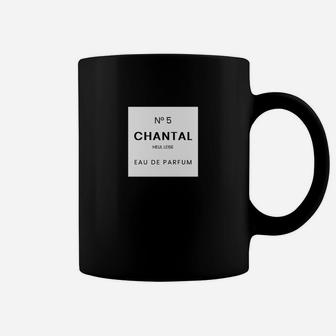 Schwarzes Unisex Tassen mit Chantal Nº 5 Parfum-Design, Stilvolles Mode-Statement - Seseable