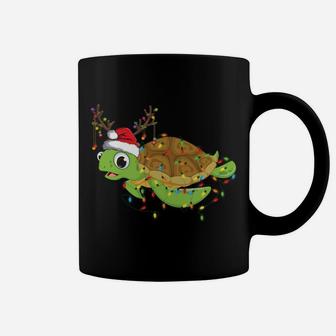 Sea Turtle Christmas Lights Funny Santa Hat Merry Christmas Sweatshirt Coffee Mug | Crazezy DE