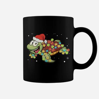 Sea Turtle Christmas Lights Funny Santa Hat Merry Christmas Sweatshirt Coffee Mug | Crazezy UK