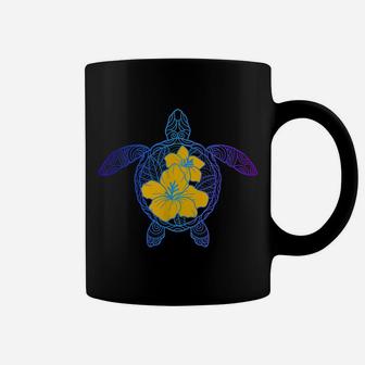 Sea Turtle Tribal Print Hibiscus Flower Tropical Hawaiian Coffee Mug | Crazezy CA