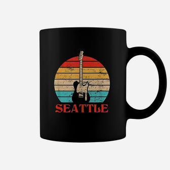 Seattle Retro Style Distressed Electric Guitar Coffee Mug | Crazezy