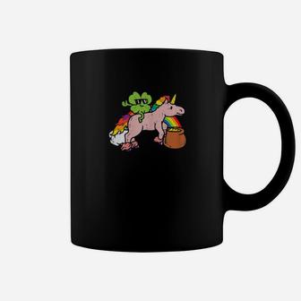 Shamrock Riding Unicorn Rainbow St Patrick Day Girls Coffee Mug - Monsterry DE