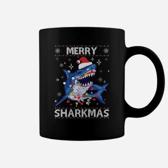 Sharkmas Funny Shark Ugly Christmas Sweaters Sweatshirt Coffee Mug | Crazezy CA