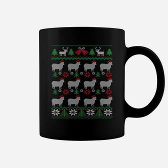 Sheep Wearing Santa Claus Hat Funny Farmer Ugly Christmas Sweatshirt Coffee Mug | Crazezy