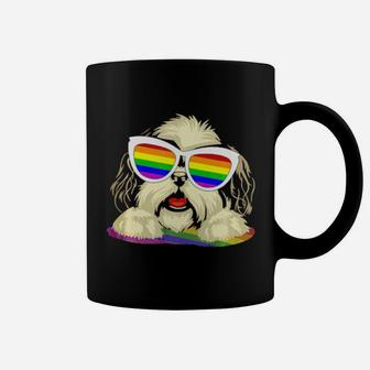 Shih Tzu Dog Gay Pride Flag Sunglasses Lgbt Dog Lovers Coffee Mug - Monsterry DE