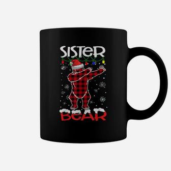 Sister Bear Buffalo Plaid Dab Bear Lights Christmas Pajama Coffee Mug | Crazezy AU