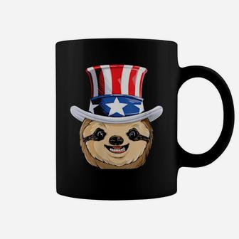 Sloth 4Th Of July Uncle Sam American Flag Coffee Mug - Monsterry