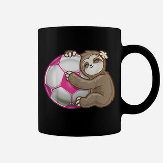 Sloth Hug Pink Sport Ball Girls Soccer Football Love Coffee Mug | Crazezy AU