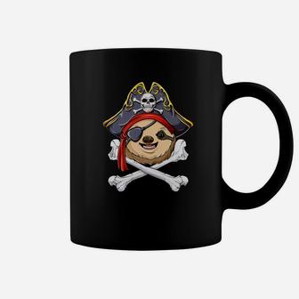 Sloth Pirate Jolly Roger Flag Skull And Crossbones Coffee Mug - Thegiftio UK