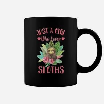 Sloth With Tropical Flower Coffee Mug | Crazezy