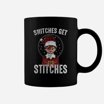 Snitches Get Stitches Christmas Funny Christmas Ball Elf Coffee Mug | Crazezy
