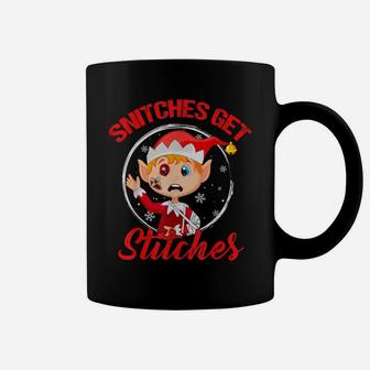 Snitches Get Stitches Elf Boy Funny Santa Xmas Ugly Sweater Coffee Mug | Crazezy