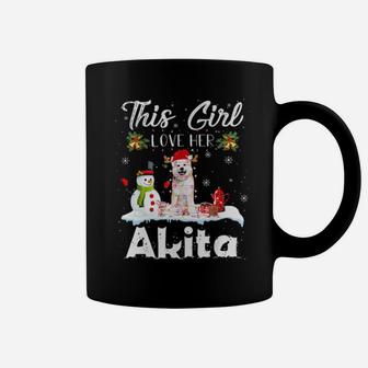 Snow Xmas Gifts This Girl Love Her Akita Reindeer Hat Coffee Mug - Monsterry