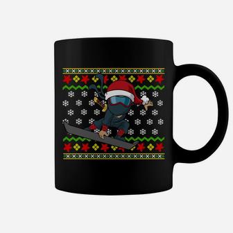 Snowboard Ugly Christmas Sweater Pattern Ninja Snowboarding Coffee Mug | Crazezy DE