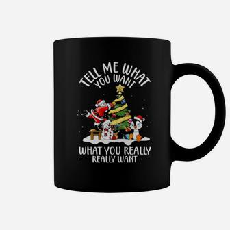 Snowman And Santa Penguin Tell Me What You Want Coffee Mug - Monsterry DE