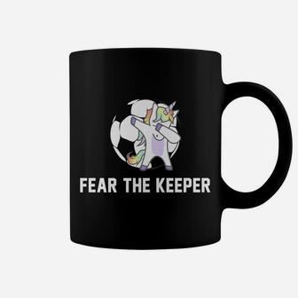 Soccer Dabbing Unicorn Shirt Fear The Keeper Team Gift Coffee Mug | Crazezy