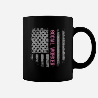 Social Worker Us Flag Coffee Mug | Crazezy