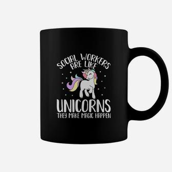 Social Workers Make Magic Happens Unicorn Social Work Coffee Mug | Crazezy
