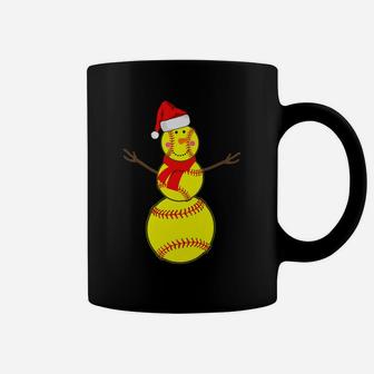 Softball Snowman Christmas Santa Hat Scarf Matching Pajama Coffee Mug | Crazezy