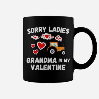 Sorry Ladies Grandma Is My Valentine Day Boys Tractor Coffee Mug - Monsterry
