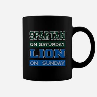 Spartan On Saturday Lion On Sunday Detroit Football Gift Coffee Mug - Thegiftio UK