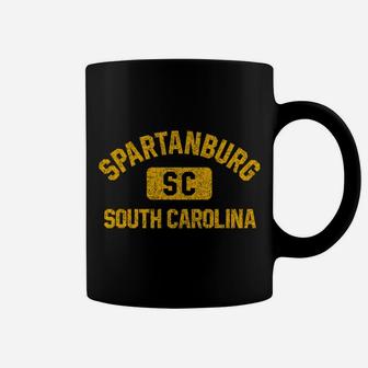 Spartanburg Sc South Carolina Gym Style Distress Amber Print Coffee Mug | Crazezy DE