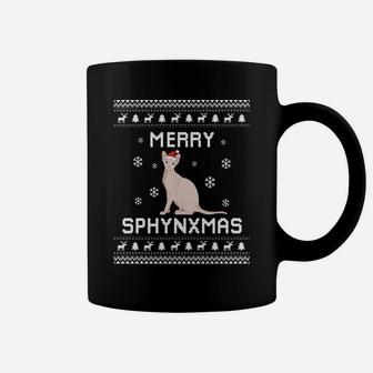 Sphynx Cat Lover Christmas Ugly Xmas Sweater Sphynx Gift Sweatshirt Coffee Mug | Crazezy
