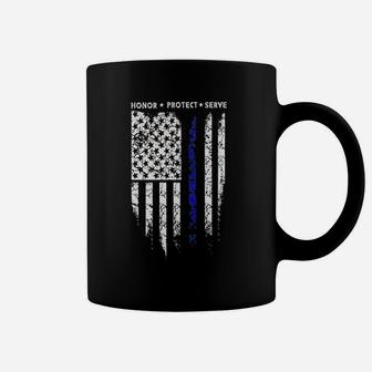 Sr Thin Blue Line Usa Protect Police Flag Army American Coffee Mug | Crazezy