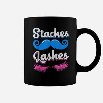 Staches Or Lashes Gender Reveal Coffee Mug - Monsterry AU