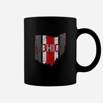 State Of Ohio Pride Striped Red White Grey Distressed Design Coffee Mug - Thegiftio UK