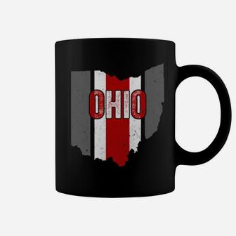 State Of Ohio Vintage Ohio Columbus Striped Distressed Coffee Mug - Monsterry AU