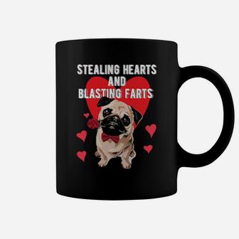 Stealing Hearts Blasting Farts Valentine's Day Pug Dog Coffee Mug - Monsterry DE