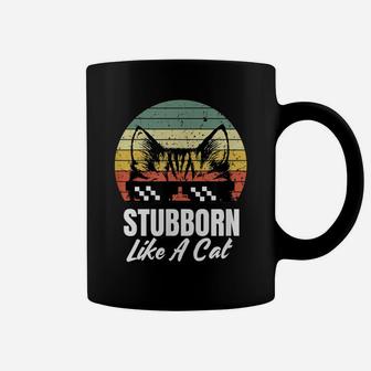 Stubborn Like A Cat Funny Peek A Boo Kitten Lovers Vintage Coffee Mug | Crazezy CA