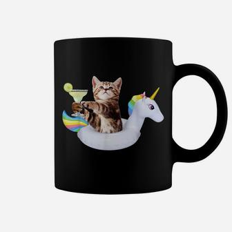 Summer Kitty With Margarita & Unicorn Float Funny Cat Shirt Coffee Mug | Crazezy CA