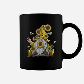 Sunflower Gnome With Bee Funny Hippie Gnome Gift Coffee Mug | Crazezy CA