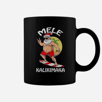 Surfing Santa Claus Hawaii Hawaiian Xmas Mele Kalikimaka Coffee Mug - Monsterry DE