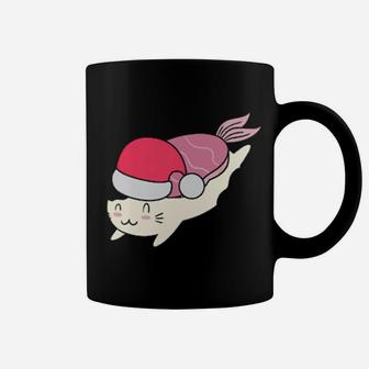 Sushi Cat With Santa Hat Cute Kawaii Sushi Kitty Coffee Mug - Monsterry