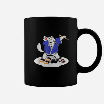 Sushi Chef Dabbing White Cat Coffee Mug - Thegiftio