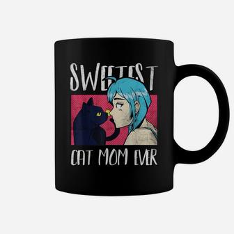 Sweetest Cat Mom Ever Cat And Anime Noses Kiss Coffee Mug | Crazezy