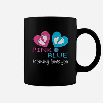T Pink Or Blue Mommy Love Gender Reveal Shower Coffee Mug | Crazezy