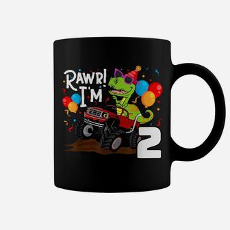 T Rex Dinosaur Monster Truck Birthday For Boys 2 Coffee Mug | Crazezy AU