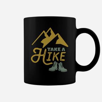 Take A Hike Funny Hiking Pun Vintage Outdoor Camping Hiker Coffee Mug | Crazezy