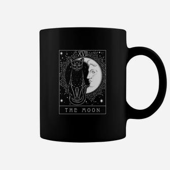 Tarot Card Crescent Moon And Cat Graphic Coffee Mug | Crazezy