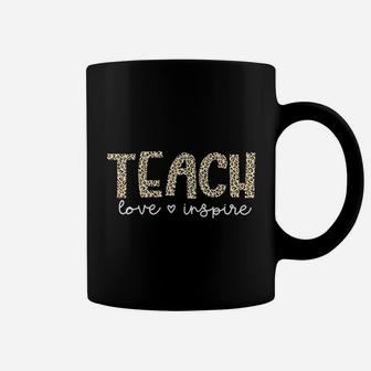 Teach Love Inspire Women Funny Leopard Teaching Coffee Mug | Crazezy CA