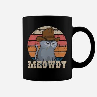 Texas Meowdy Cat Cowboy Hat Feline Funny Lover Pun Vintage Coffee Mug | Crazezy AU