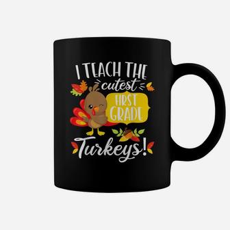 Thanksgiving Teacher Shirt 1St First Grade Cutest Turkeys Coffee Mug | Crazezy DE
