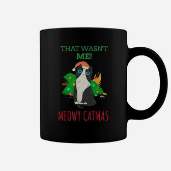 That Wasn't Me Meowy Catmas Funny Cat Cute Christmas Sweatshirt Coffee Mug | Crazezy UK